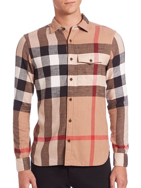 burberry check detail denim shirt|Burberry Check shirt men's.